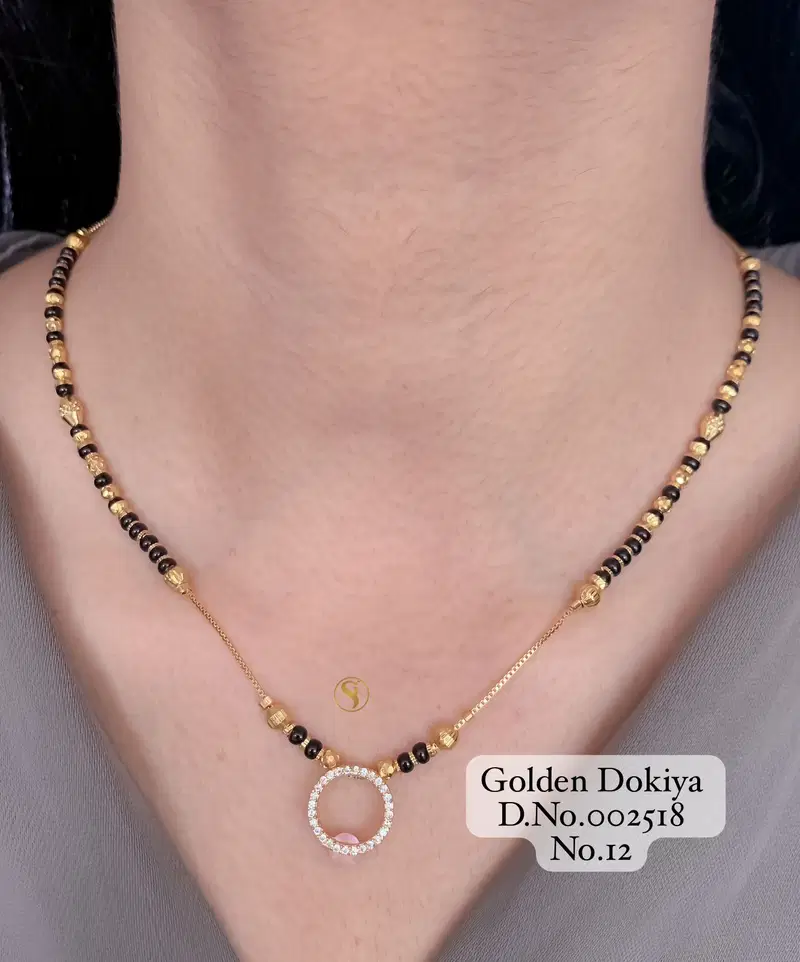 Dokiya 3 AD Diamond Golden Mangalsutra Wholesale Price In Surat
